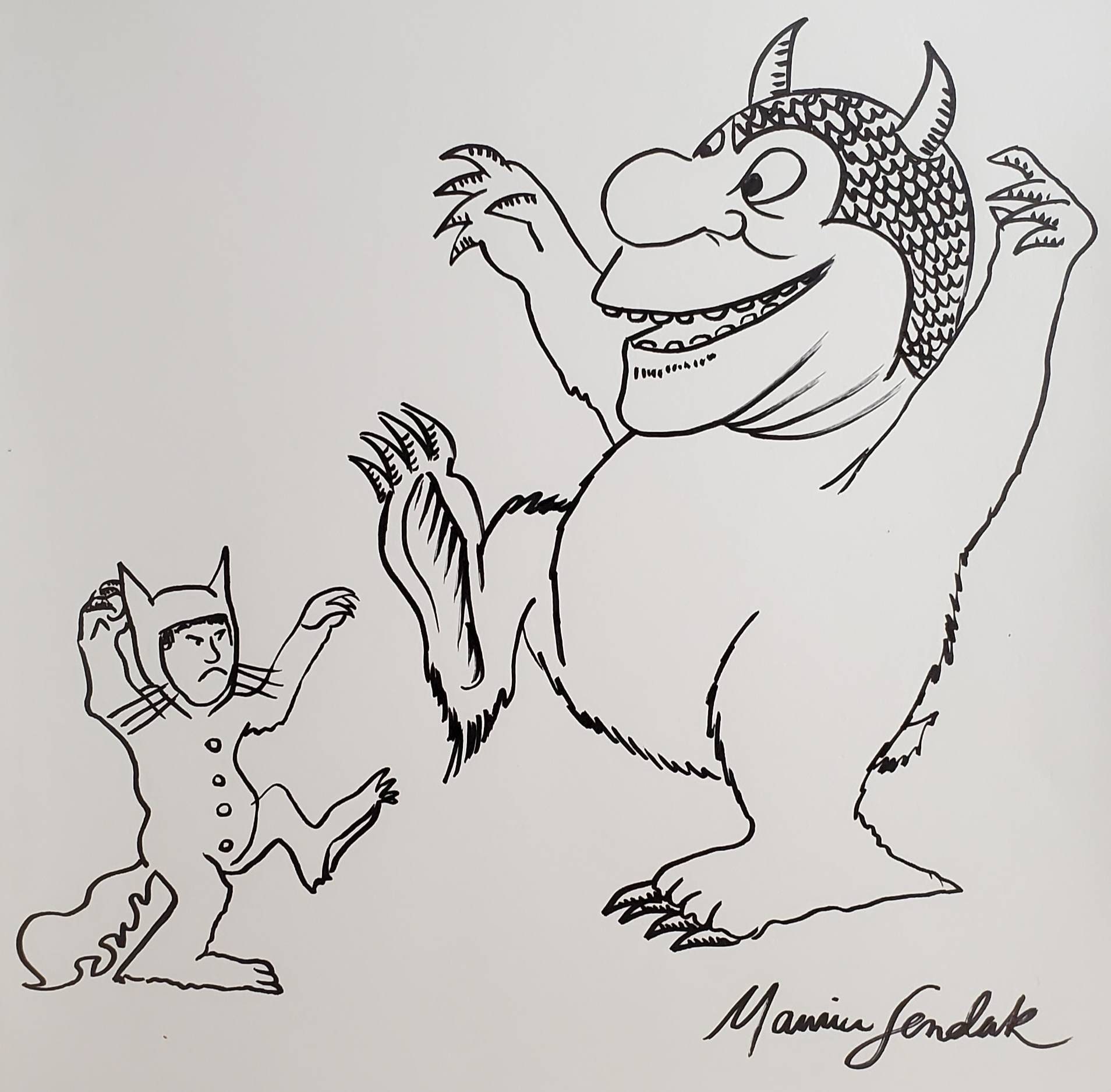Maurice sendak drawing where the wild things are signed ink drawing signedartwork collectible artwork sendak drawing estate found art