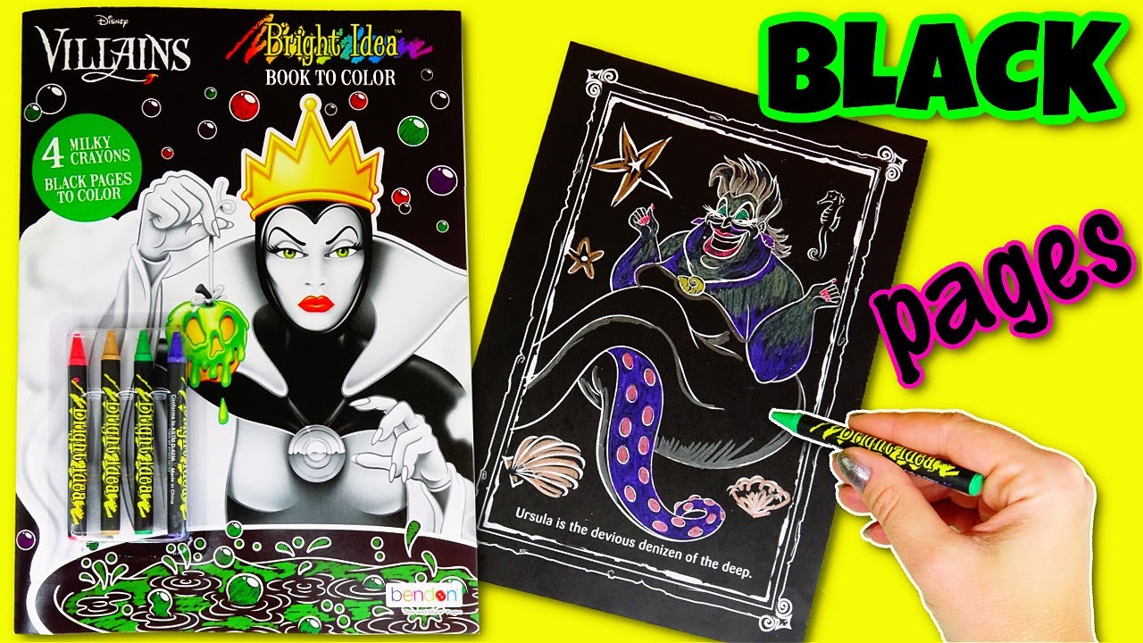 Disney villains book coloring on black pages