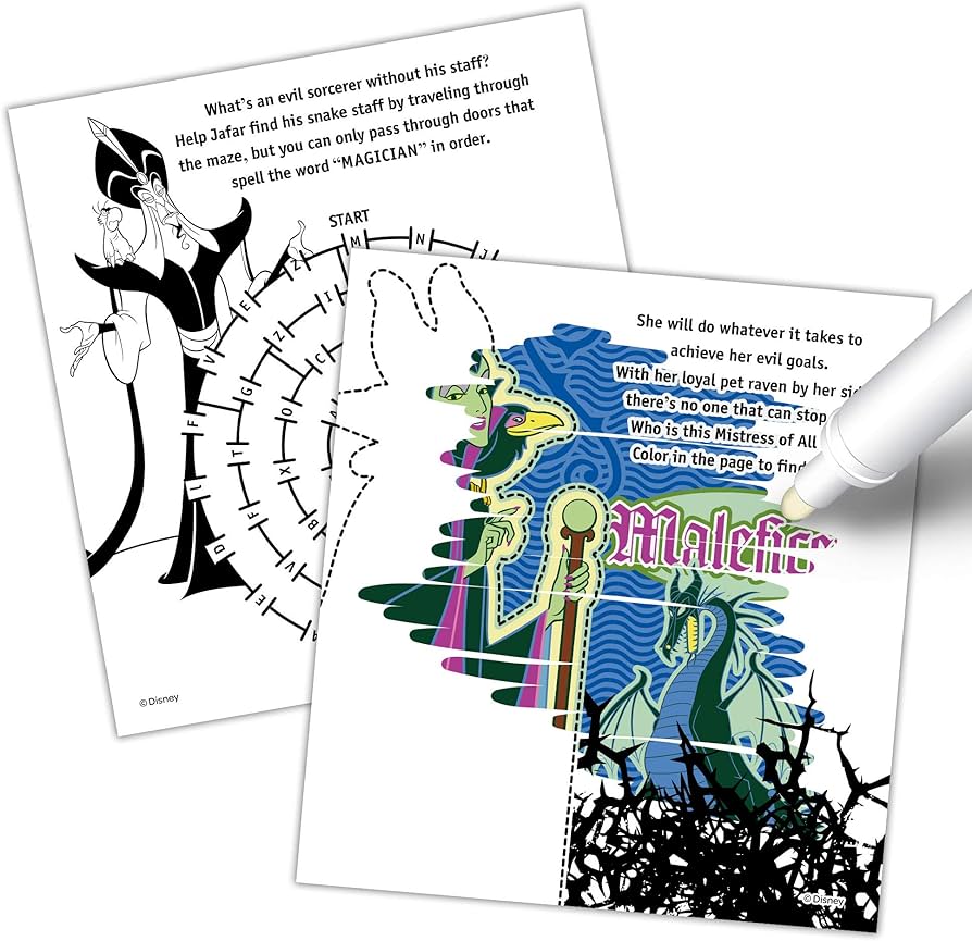 Disney villains page imagine ink magic pictures coloring book with mess free marker featuring cruella ursula maleficent and more bendon toys games