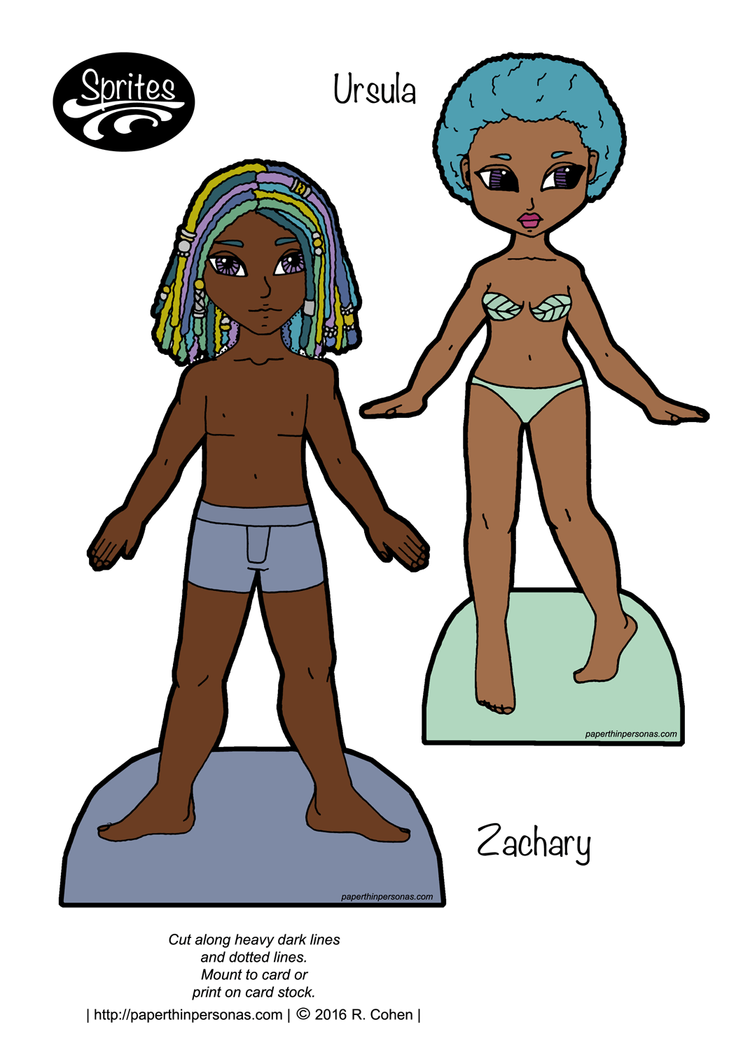 Ursula zachary under the sea mermaid paper dolls tails to e â paper thin personas