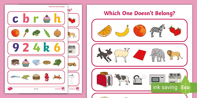 Which one doesnt belong odd one out activity sheets