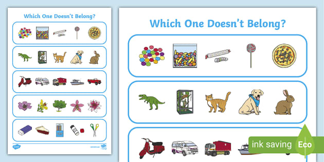 Which one doesnt belong odd one out activity sheets