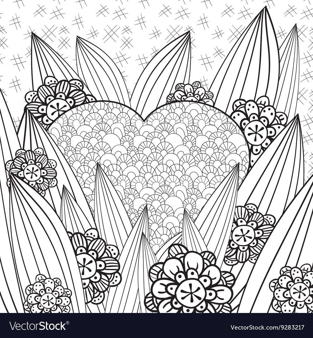 Whimsical garden adult coloring page royalty free vector