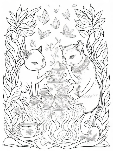 Premium vector immerse in whimsical charm coloring sheet for children