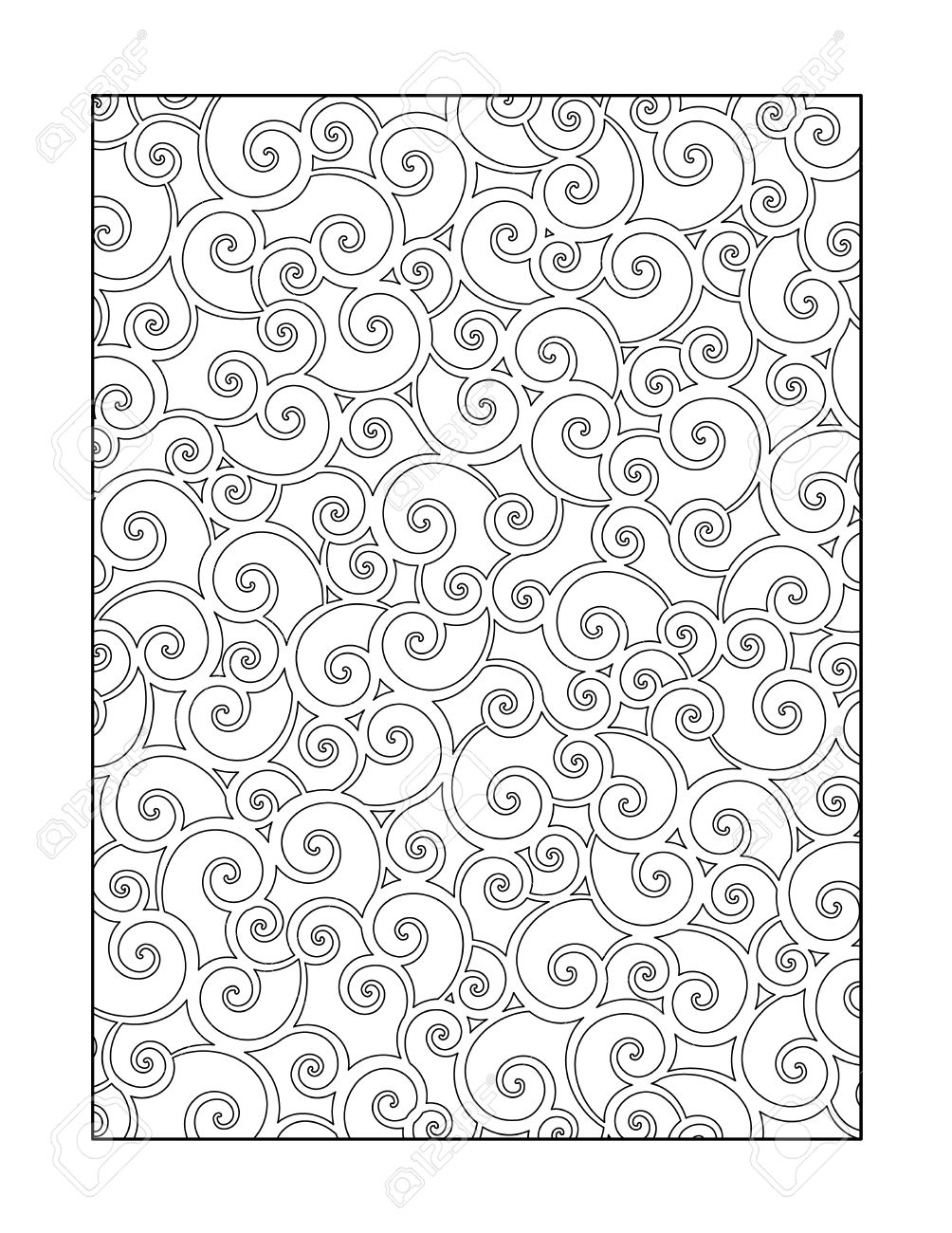 Coloring page for adults children ok too with whimsical swirls pattern or monochrome decorative background royalty free svg cliparts vectors and stock illustration image