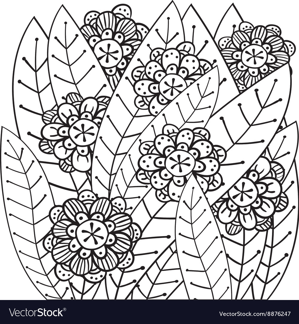 Whimsical garden adult coloring book page vector image