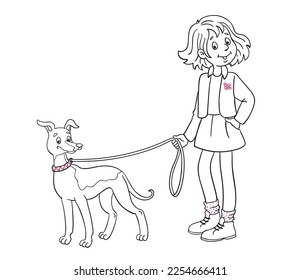 Cute girl funny whippet dog black stock vector royalty free
