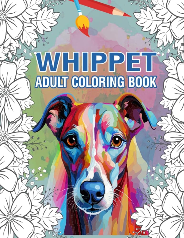 Whippet coloring book for adults artful dog portraits captivating whippet coloring escapes publishing riley color books