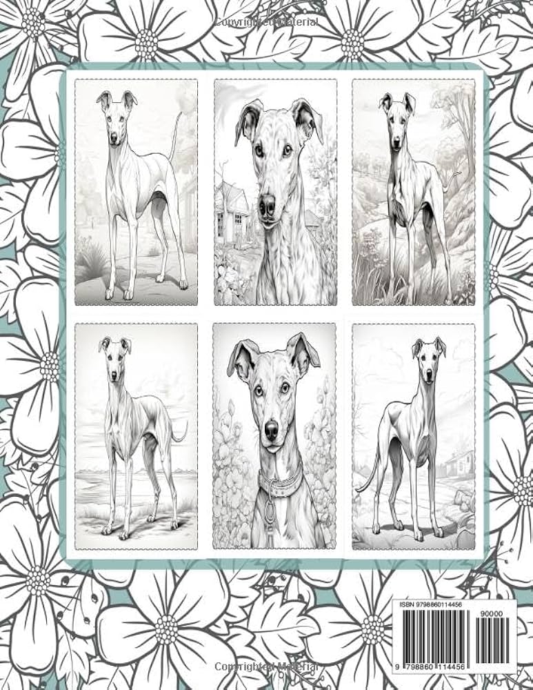 Whippet coloring book for adults artful dog portraits captivating whippet coloring escapes publishing riley color books