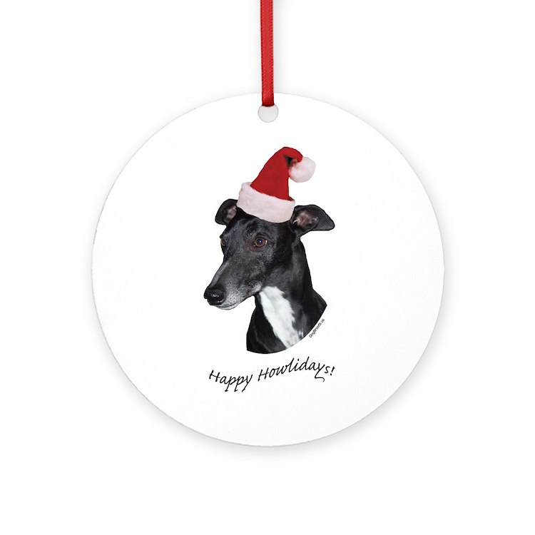Howliday whippet round ornament