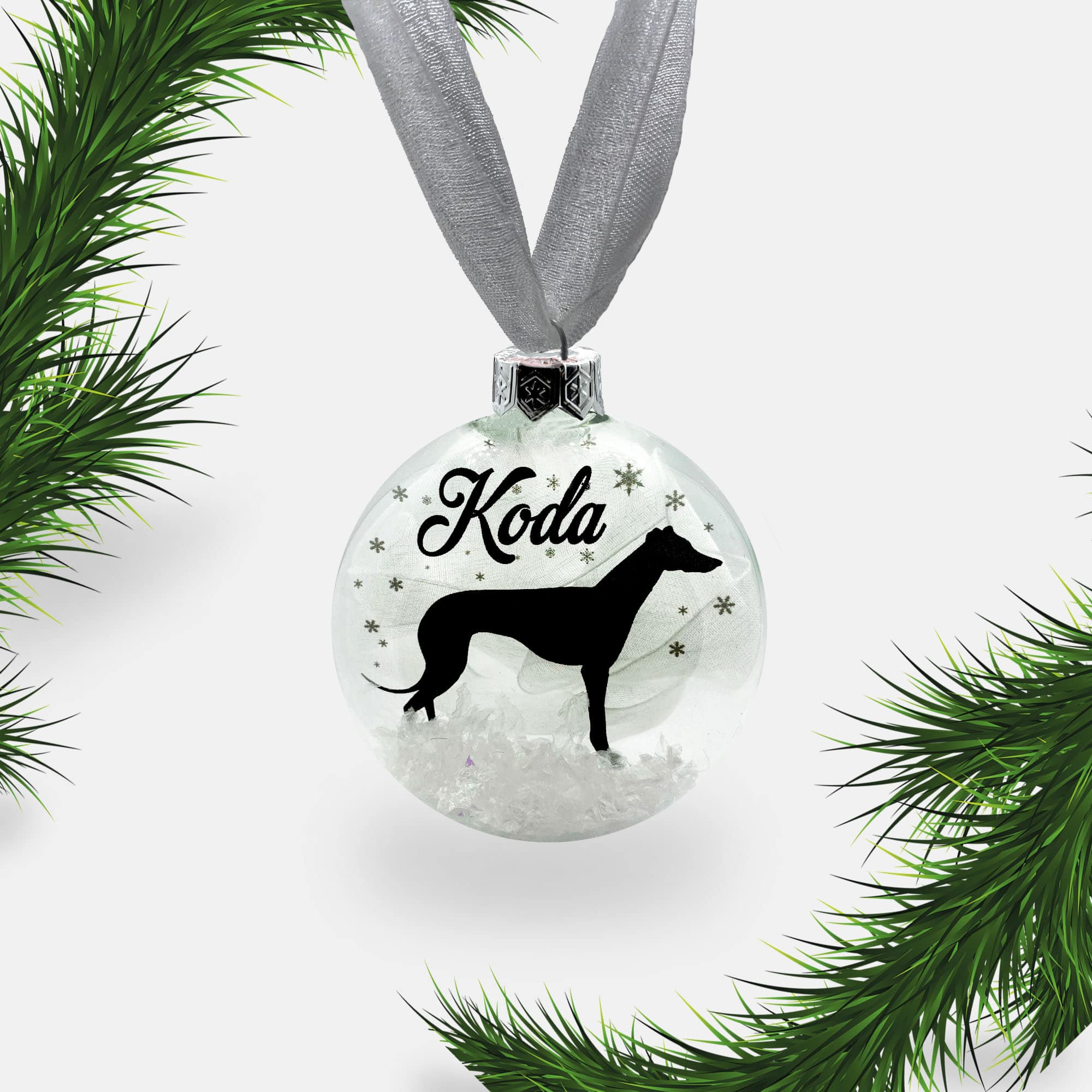 Greyhound whippet dog personalised ornament custom glass christmas b â nelly co