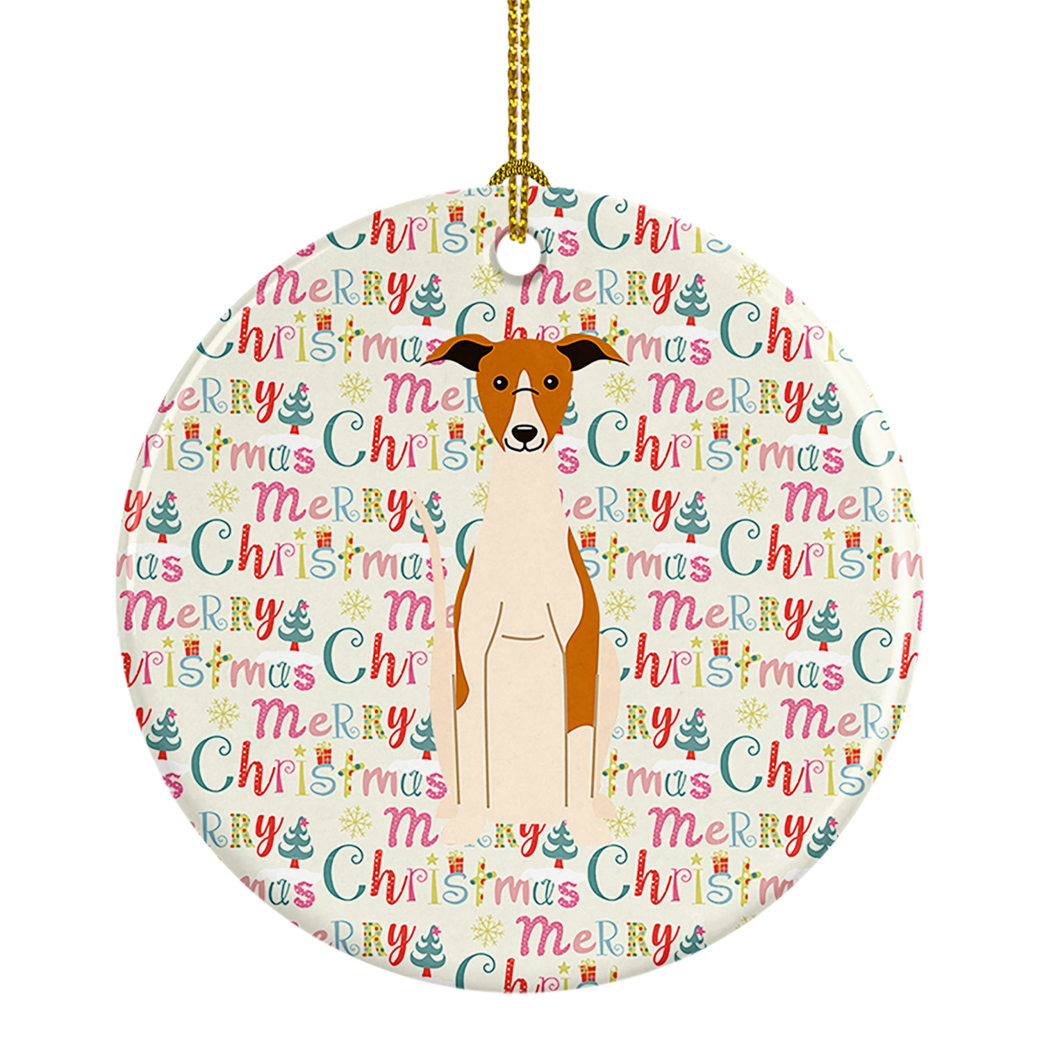 The holiday aisle merry christmas whippet hanging figurine ornament