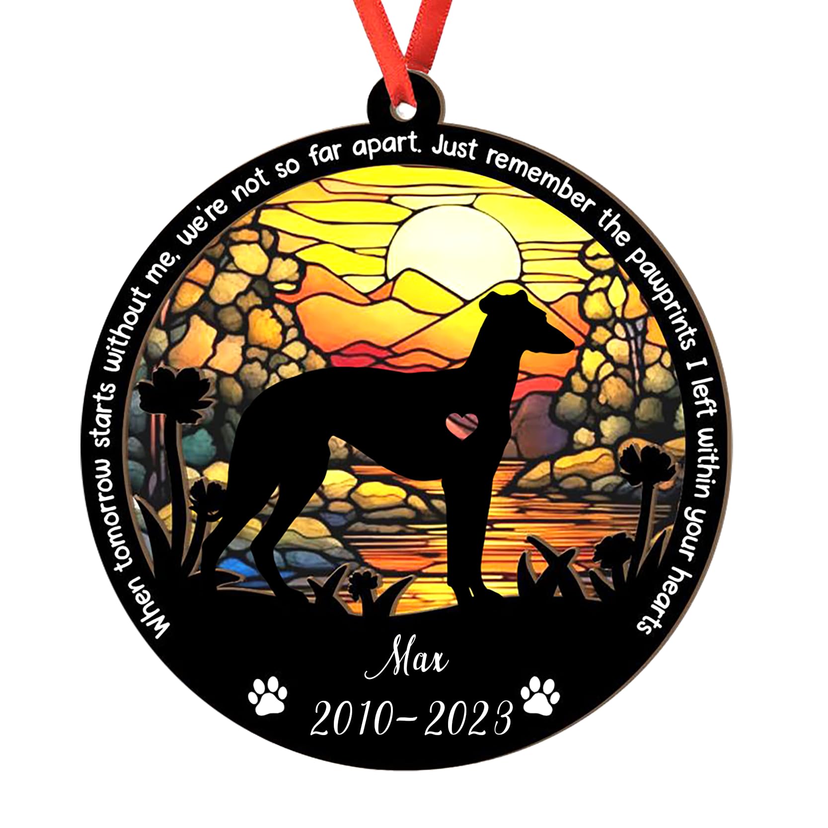 Personalized whippet suncatcher ornament whippet sun catcher christmas ornament