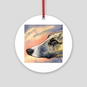 Brindle whippet greyhound dog round ornament