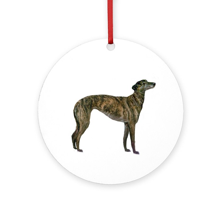 Greyhound brindle round ornament