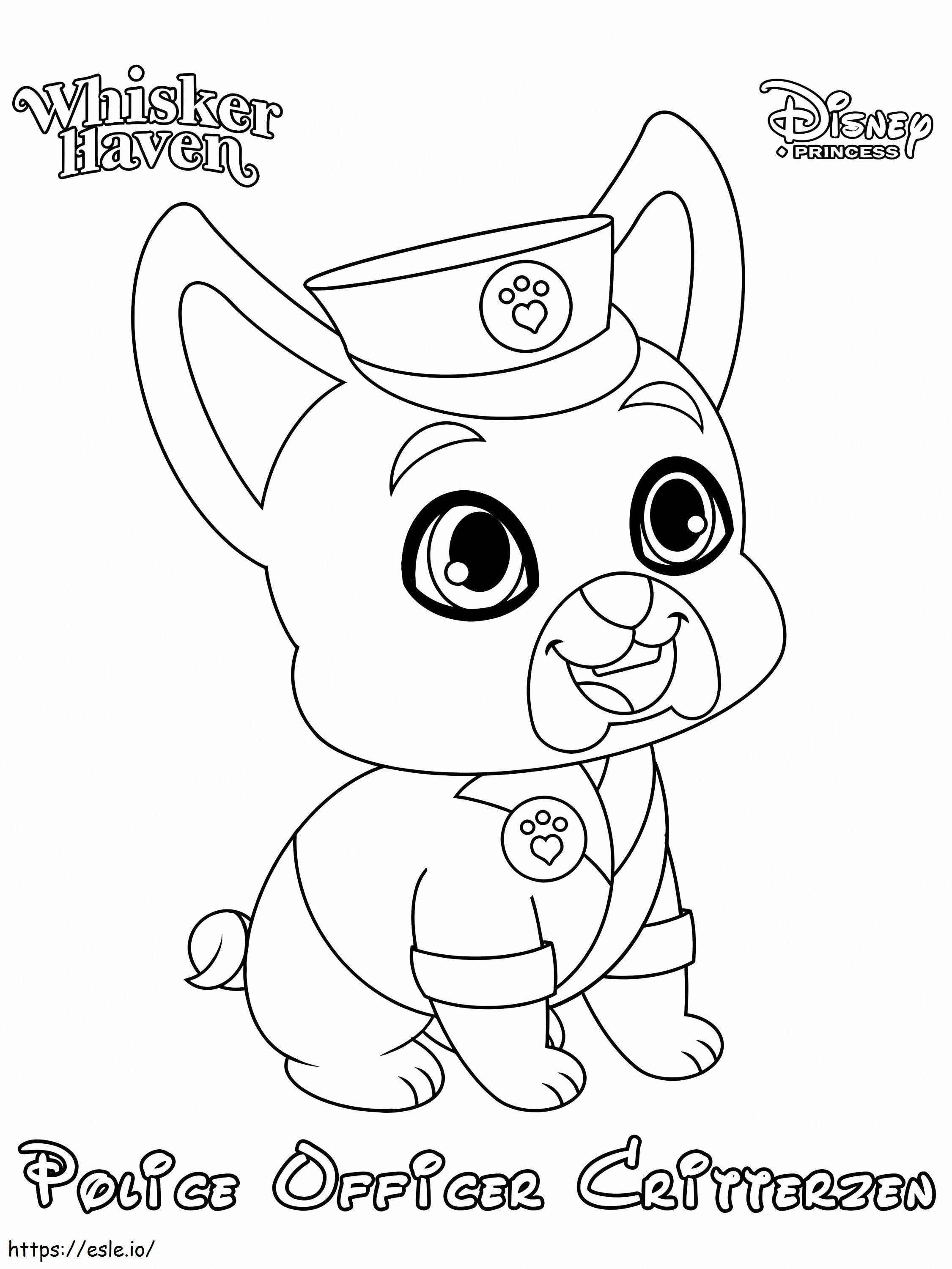 Whisker haven police officer critterzen princess palace pet coloring page
