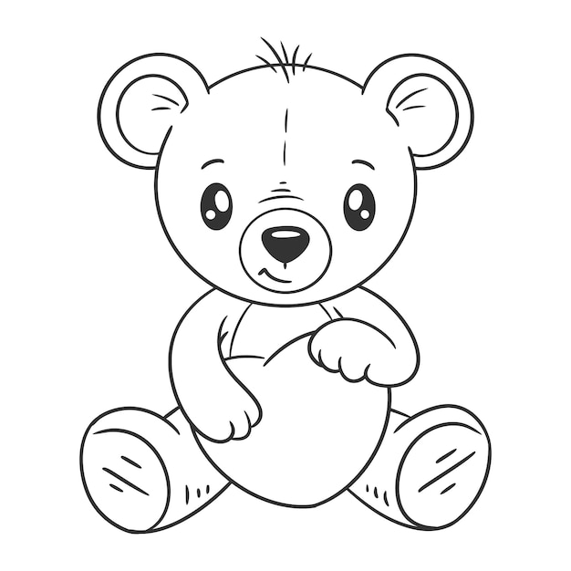 Premium vector teddy bear with red heart for coloring