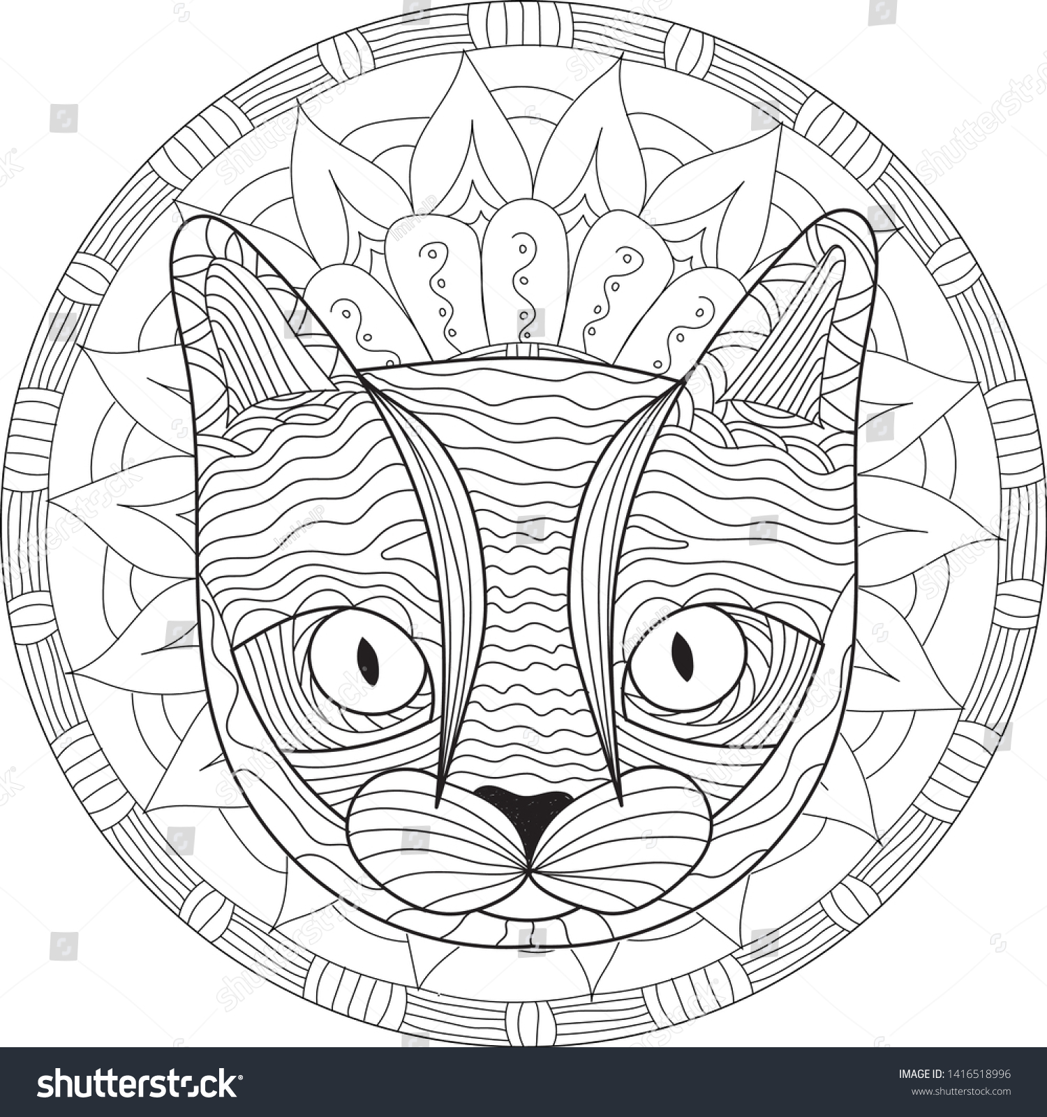 Cat coloring page coloring book face stock vector royalty free