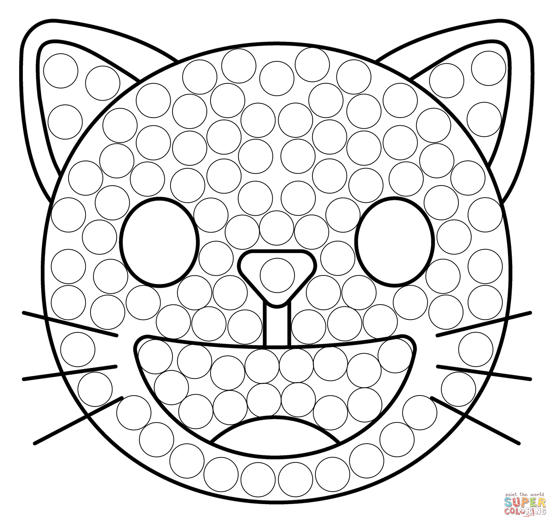 Grinning cat dot art coloring page free printable coloring pages
