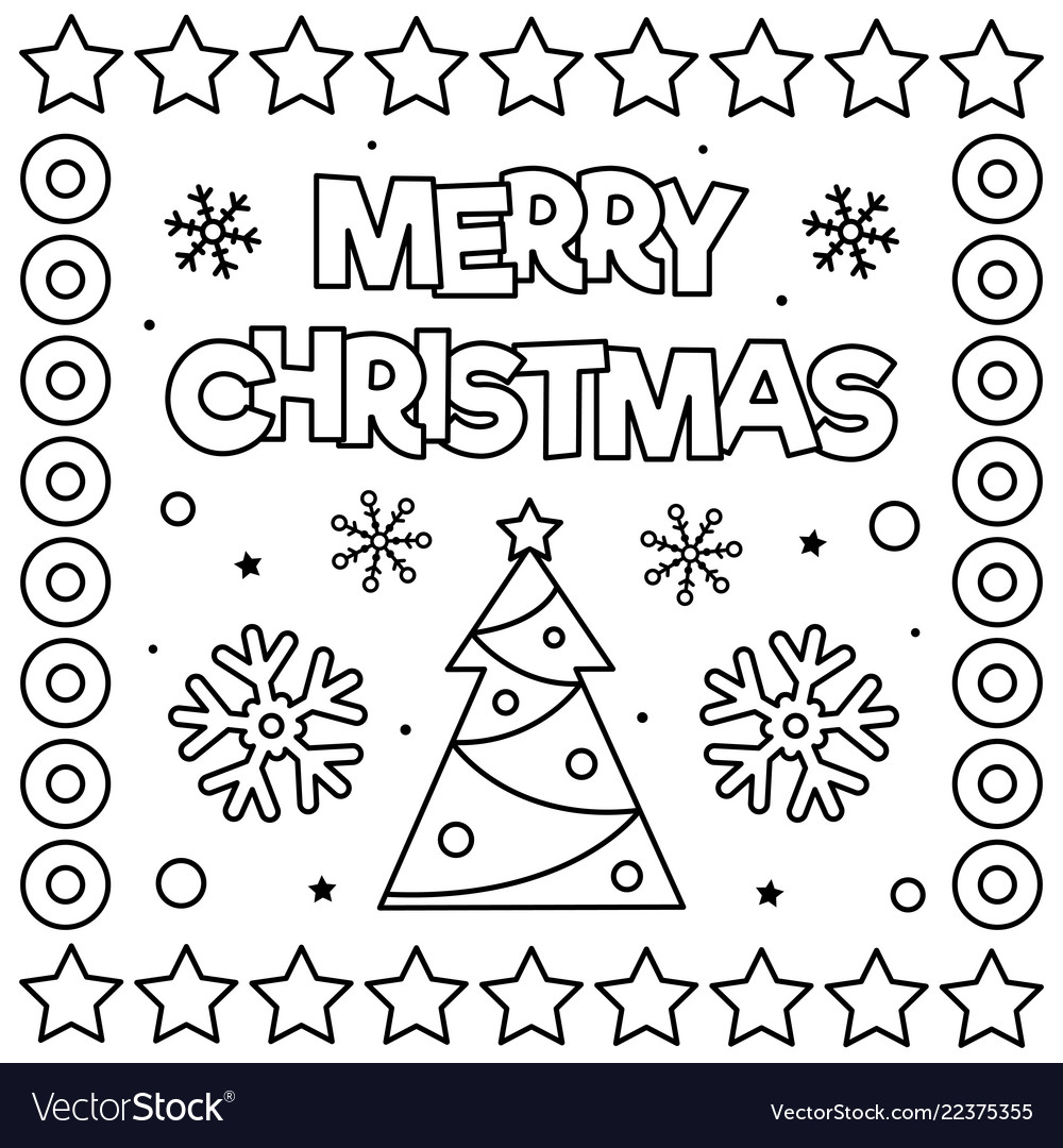 Merry christmas coloring page black and white vector image
