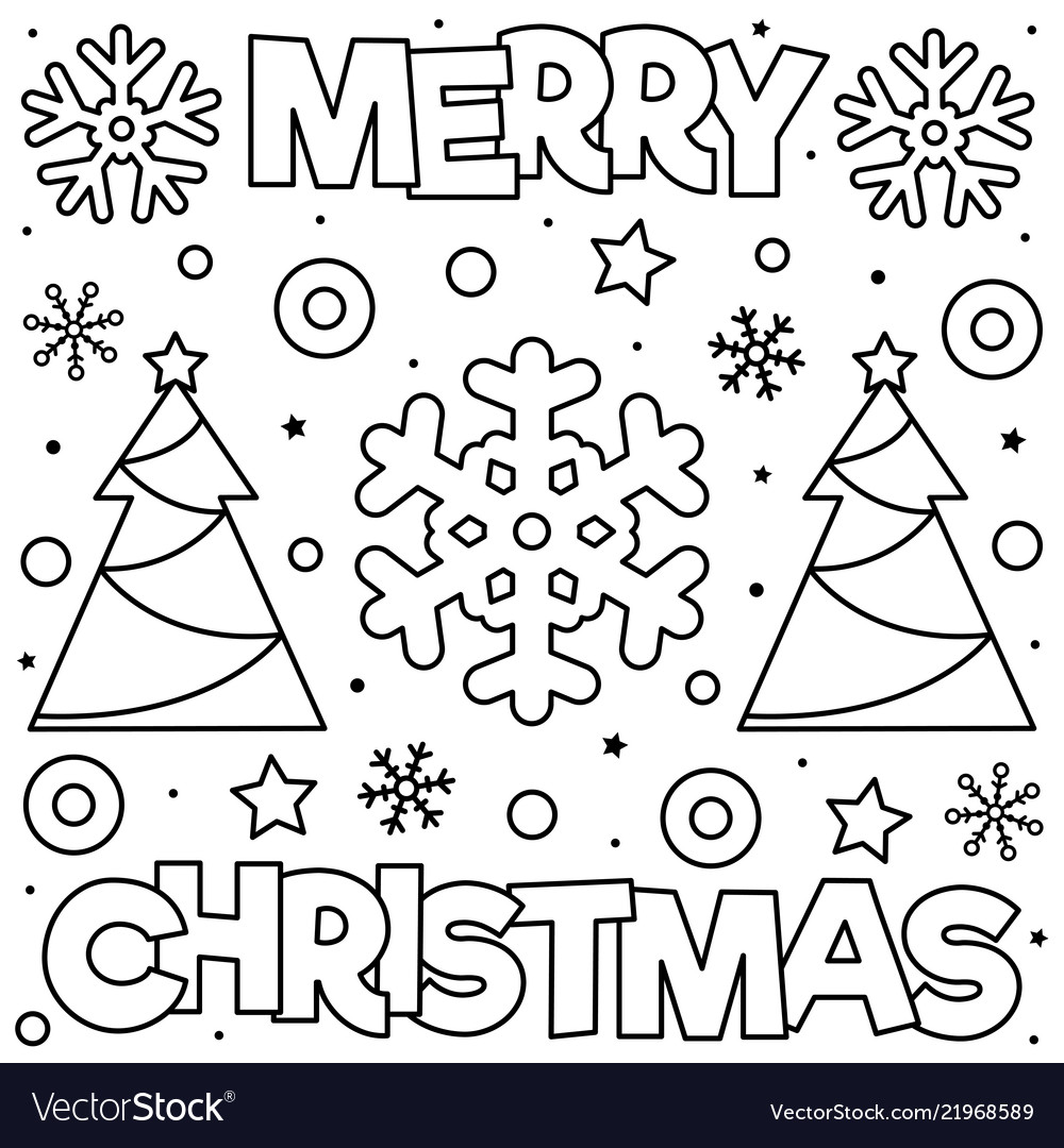 Merry christmas coloring page black and white vector image