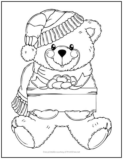 Christmas bear coloring page print it free