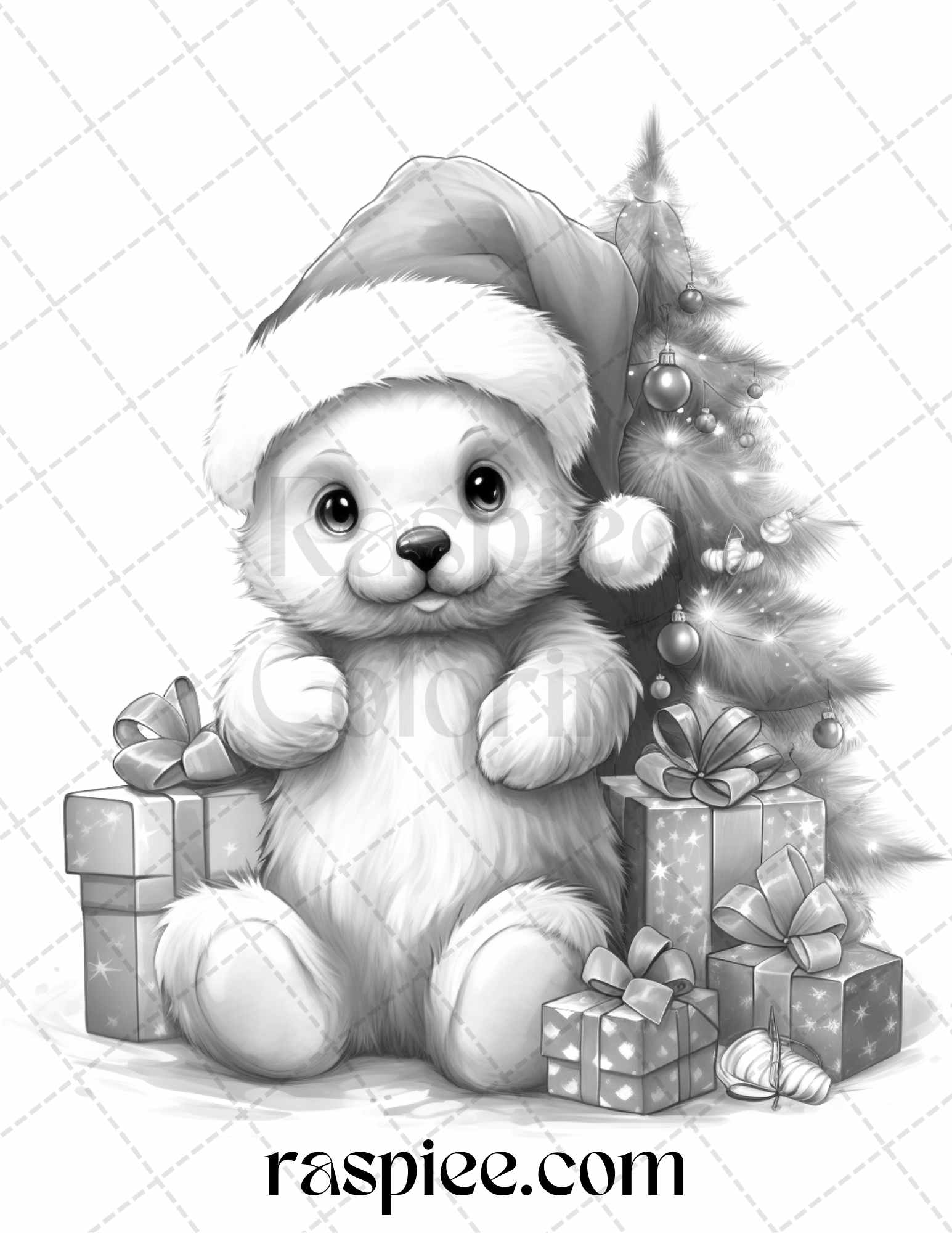 Christmas critters grayscale coloring pages printable for adults an â coloring