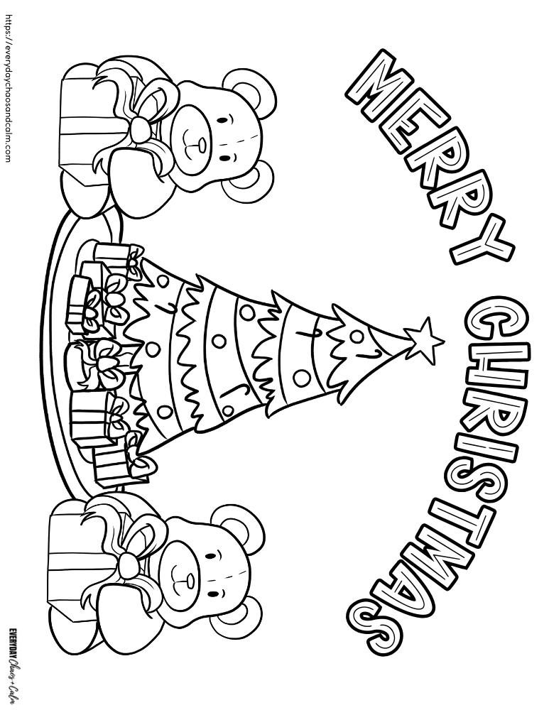 Free christmas bear coloring pages for kids