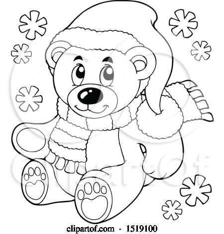 Clipart of a black and white christmas teddy bear