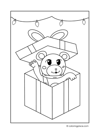Teddy bear present coloring place
