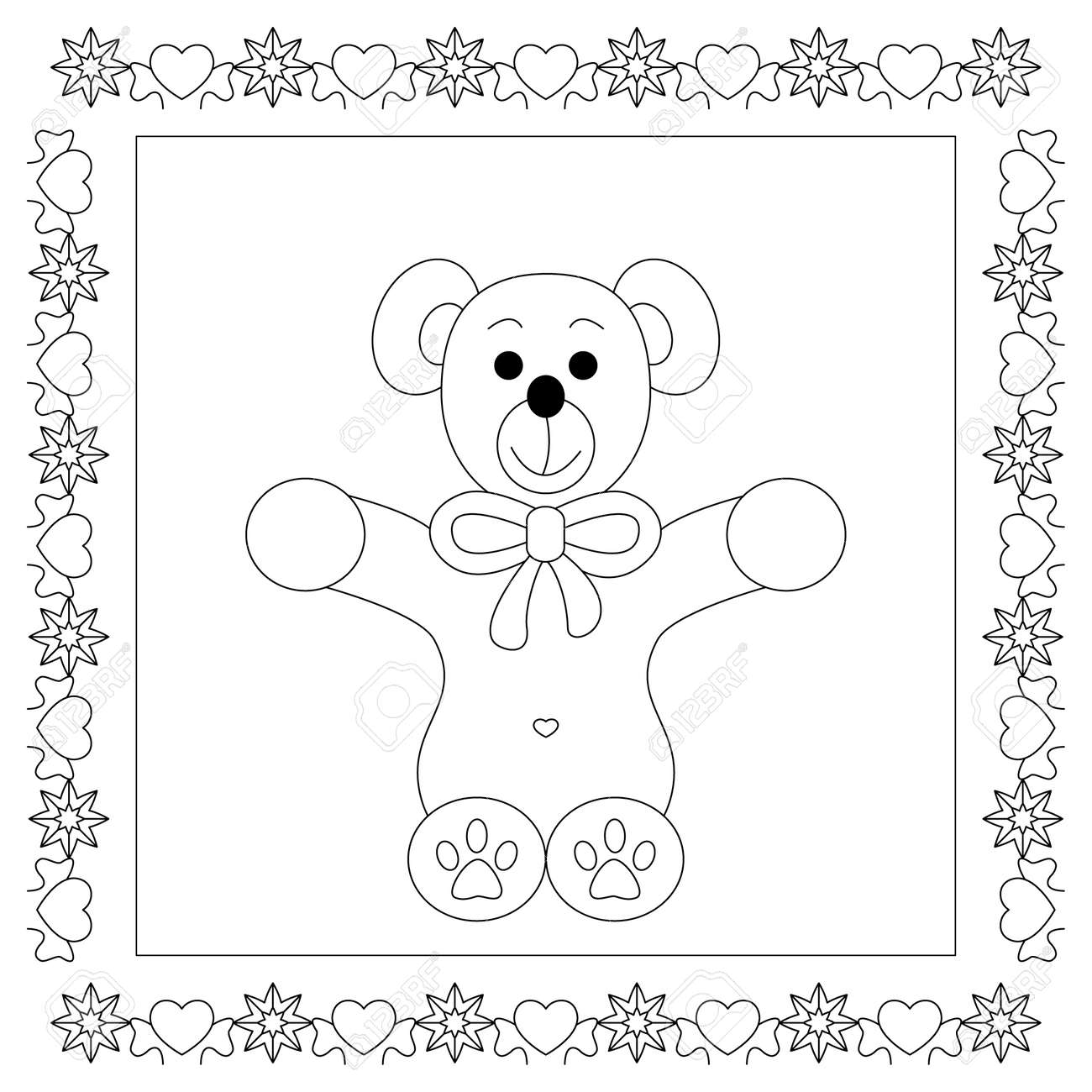 Cute christmas teddy bear coloring page vector illustration royalty free svg cliparts vectors and stock illustration image