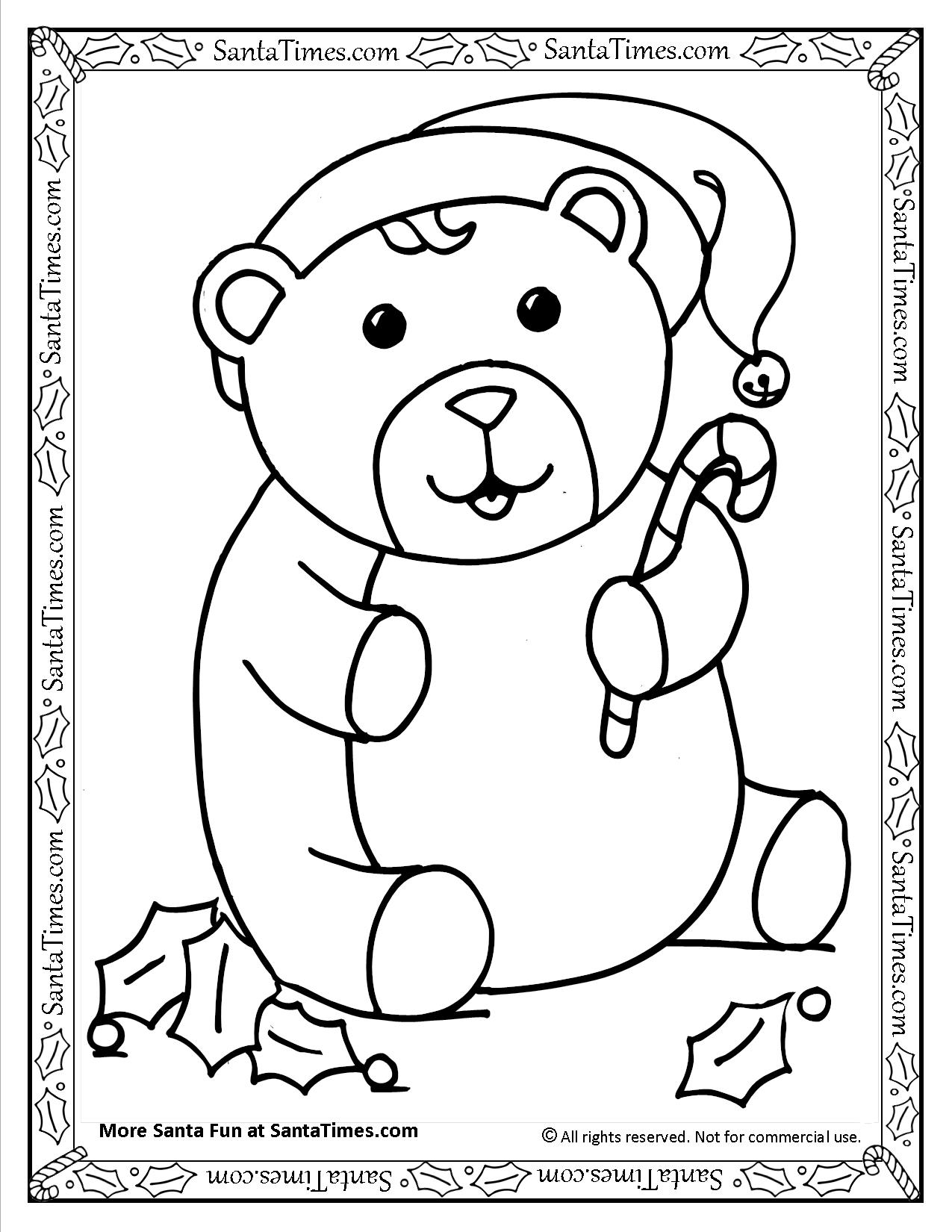 Christmas bear coloring page