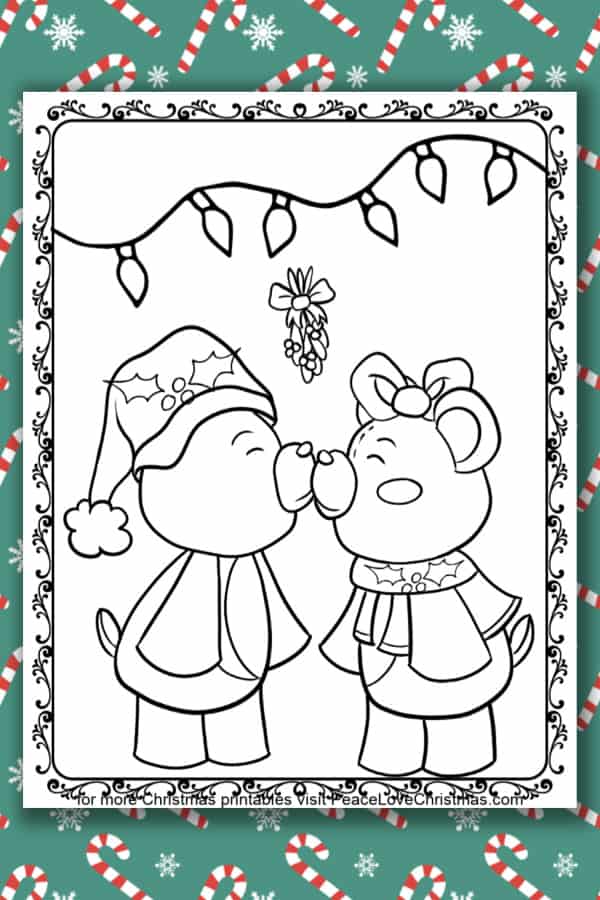 Christmas bear coloring page free