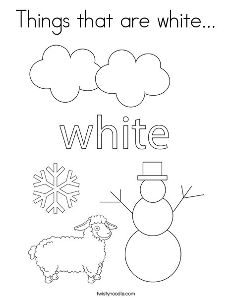 Things that are white coloring page