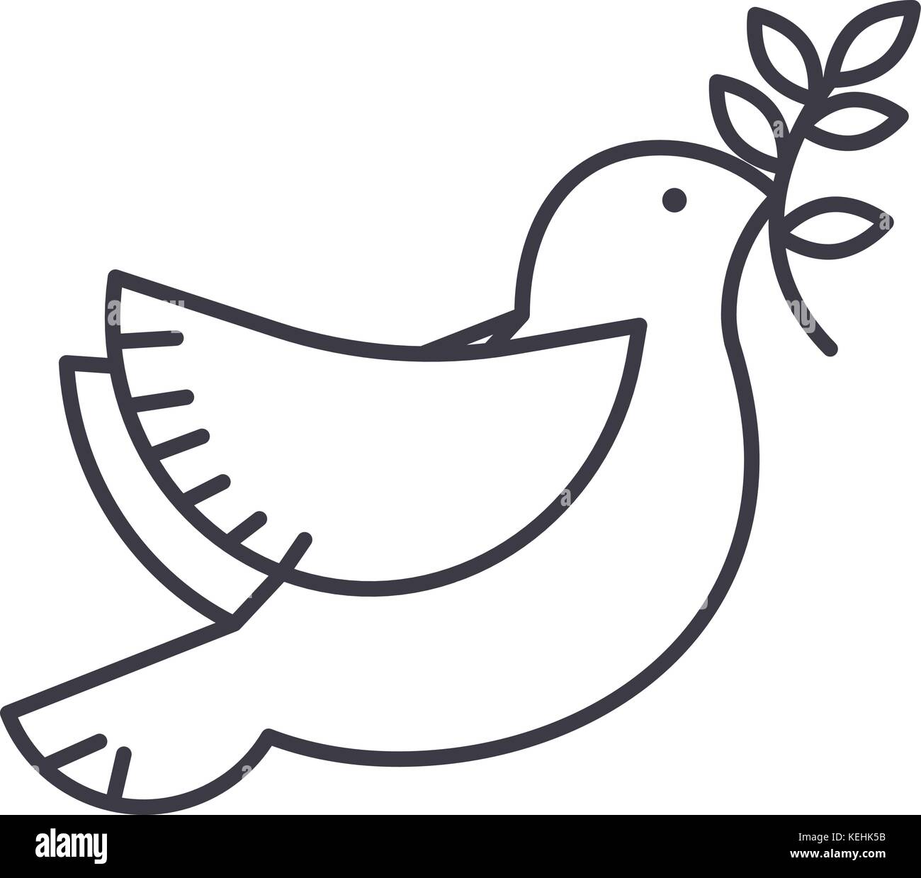 Dove peace vector line icon sign illustration on background editable strokes stock vector image art