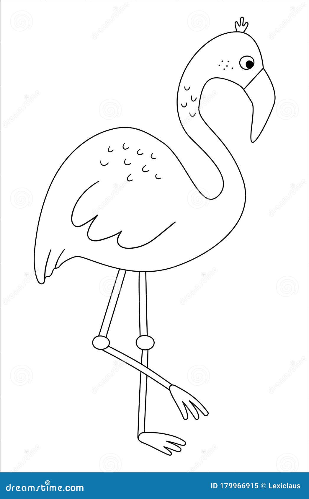 Vector cute flamingo outline funny tropical exotic bird black and white illustration fun coloring page for children stock vector