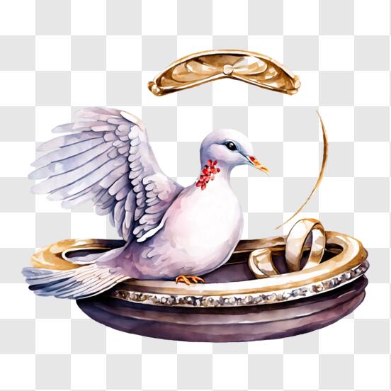 Download symbolic white dove with engagement rings png online