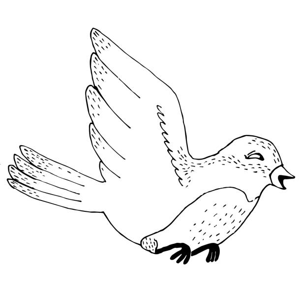 Cute baby little bird doodle vector illustration emoji sticker stock illustration