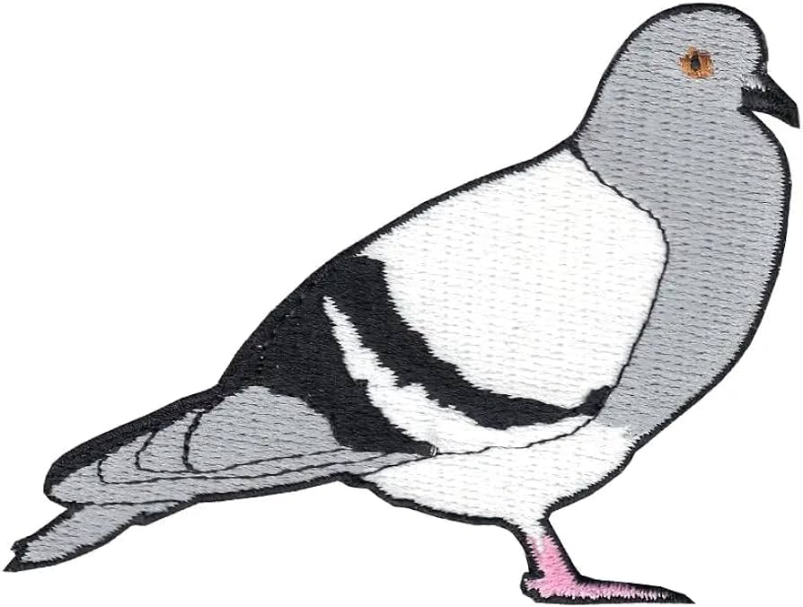 White pigeon patch emoji bird meme iron on embroidered