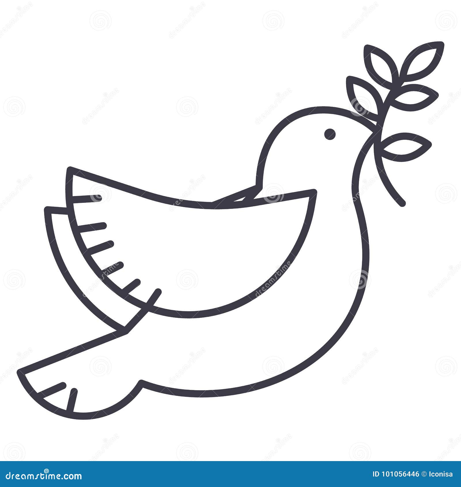 Dove peace vector line icon sign illustration on background editable strokes stock vector