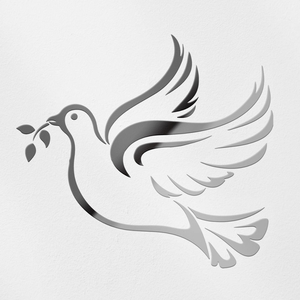 Transparent decal stickers of christian christian symbol dove peace metallic silver premium waterproof vinyl decal stickers for laptop phone accessory helmet car window mug tuber cu andversi
