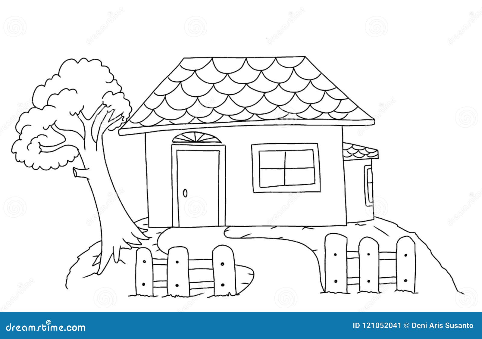 House coloring page for children stock illustration