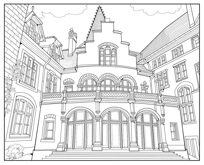 Old house coloring page stock illustrations â old house coloring page stock illustrations vectors clipart