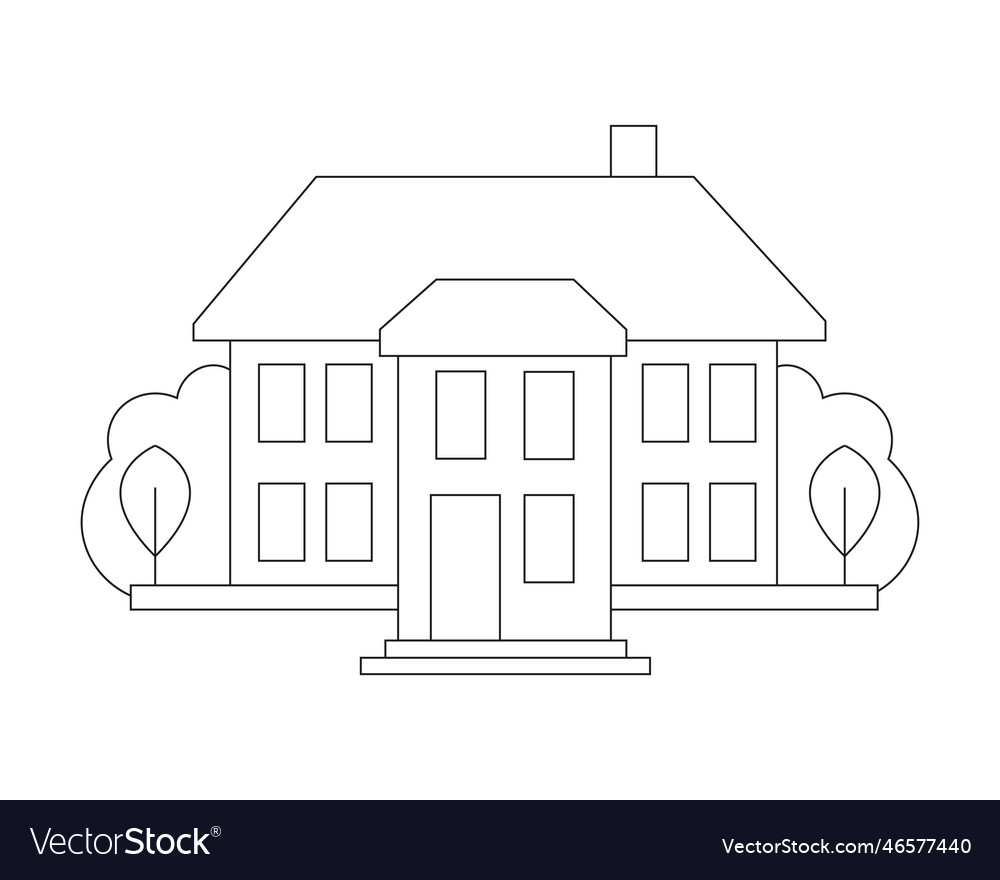 Easy simple house coloring page modern art vector image