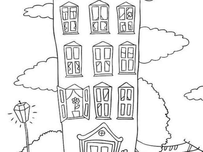 Free easy to print house coloring pages