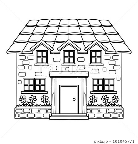 House building isolated coloring page for kids