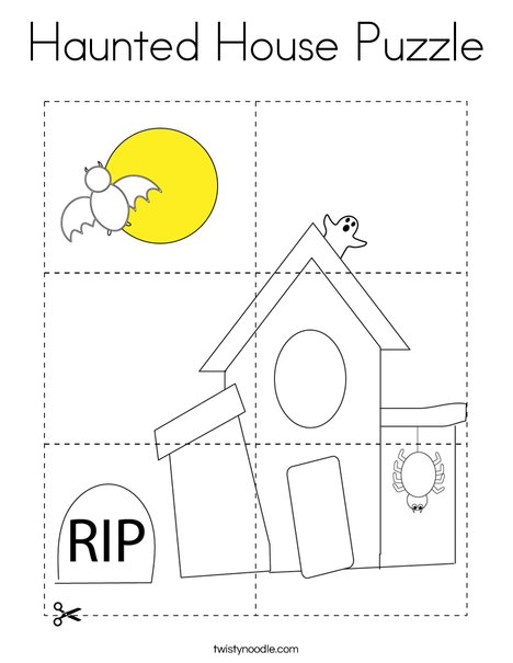 Haunted house puzzle coloring page