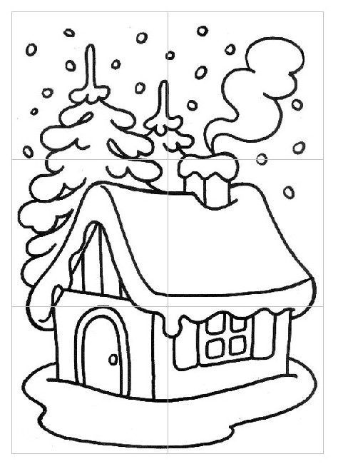 Coloring page preschool worksheets winter cut the puzzle mixes parts and redoes it