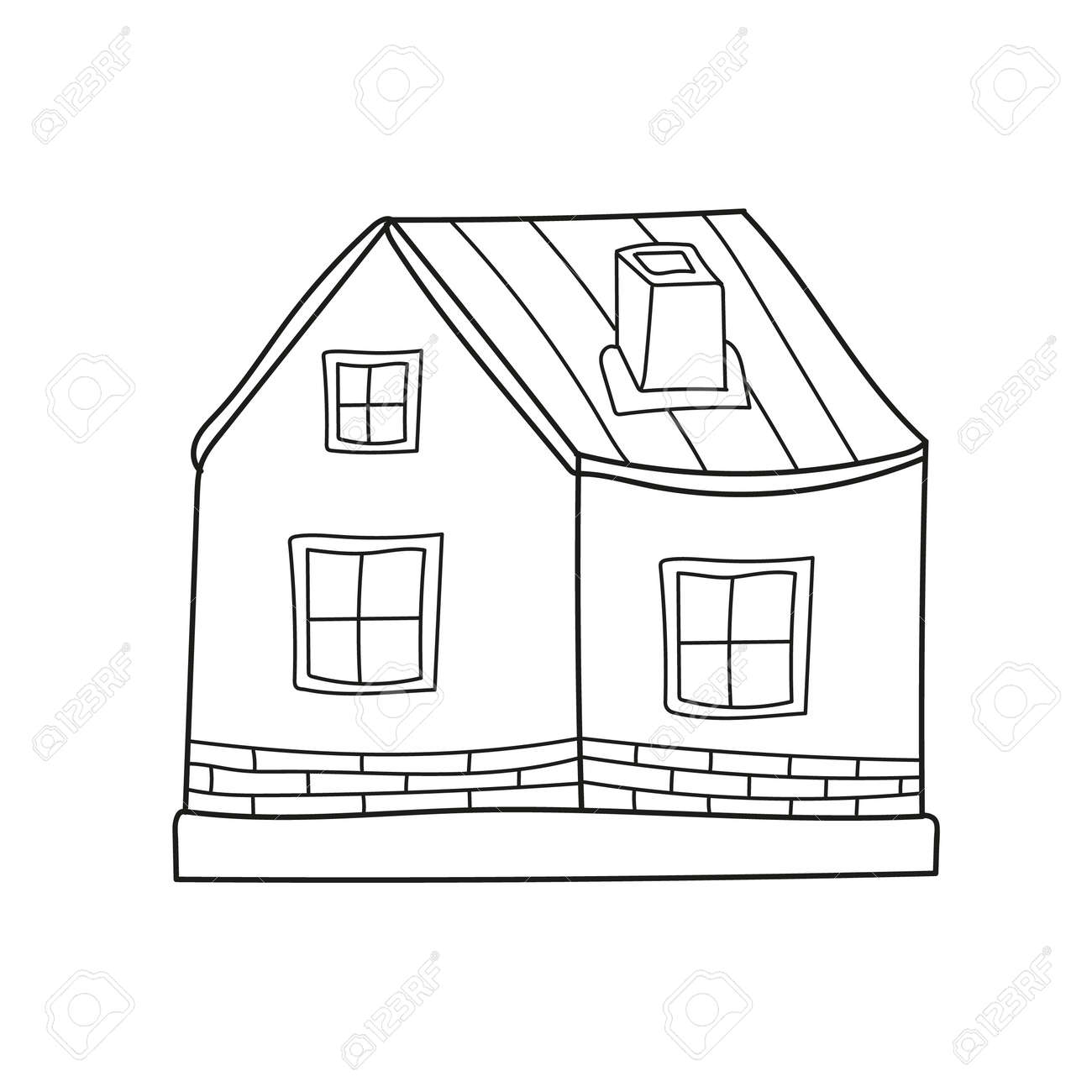 Simple coloring page black and white illustration of a house vector on white royalty free svg cliparts vectors and stock illustration image