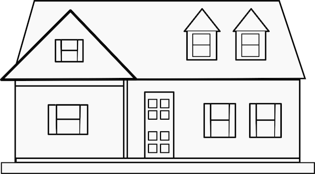 Premium vector simple village house coloring page clipart design